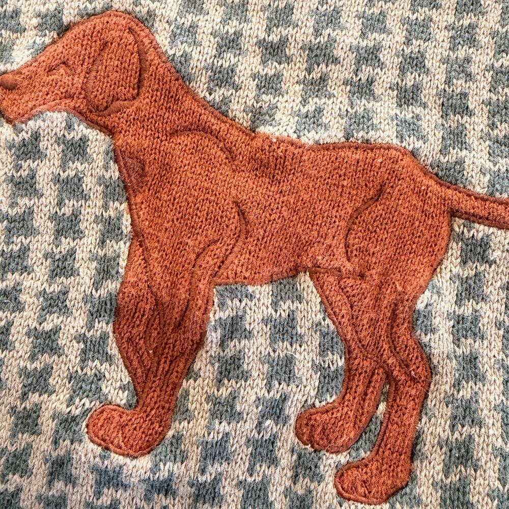 Vintage Kitestrings Houndstooth Dog Sweater with Appliqué - Picture 2 of 5